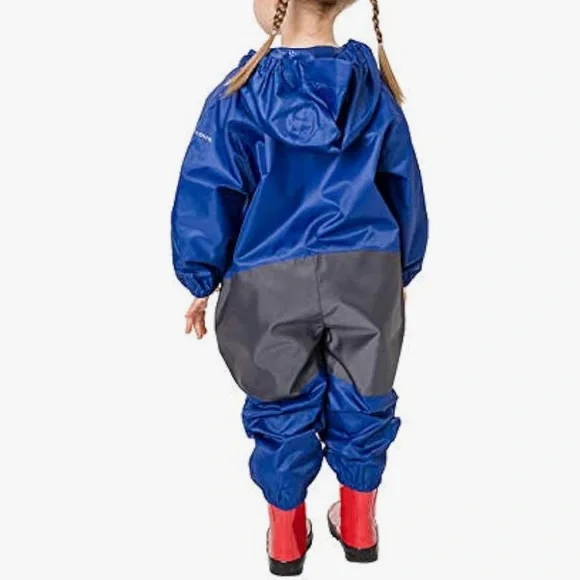 Cloudveil, Blue Kids One Piece Muddy Buddy Rain Suit, 3T - Picture 7 of 8